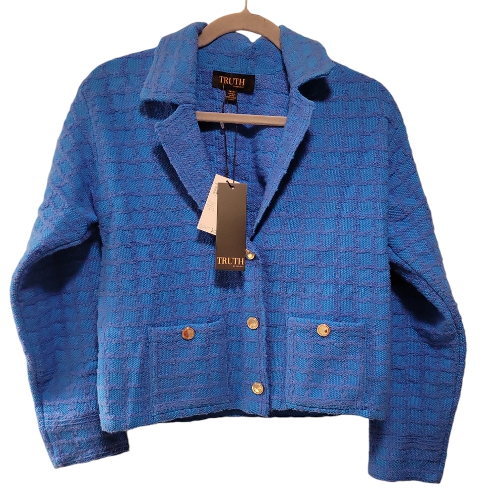 Truth by Republic, NWT, Blazer, Blue Combo, Button Up, Stretch, Women's sz M/M,